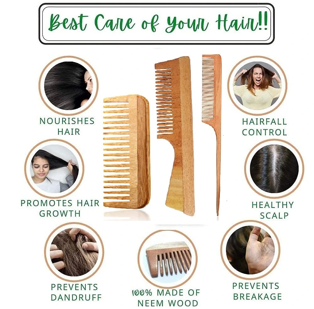 Neem Wooden Hair Comb for Women & Men - SAH Creatives