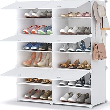 6-Tier Shoe Rack for 24 Pairs - Plastic Shelves for Closet Hallway Bedroom Entryway