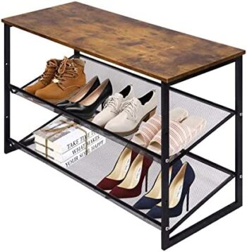 Adjustable 3-Tier Shoe Rack for Entryways, Hallways, Closets – 6 Pairs, 25.2 inch, Brown