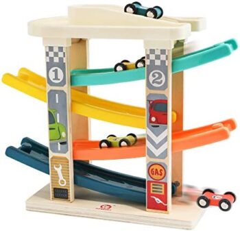 Car Ramp Vehicle Playsets with 4 Mini Cars and 1 Car Garage