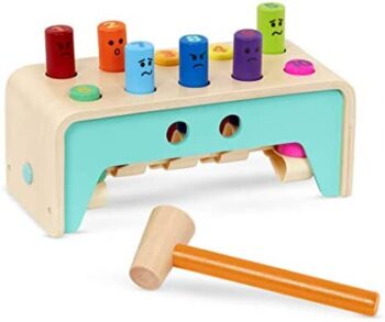 Wooden Colorful Hammer Toy- Pounding Bench with Pegs and Mallet