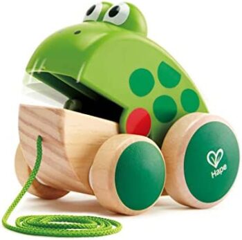 Green Frog Pull-Along Toy For Toddler