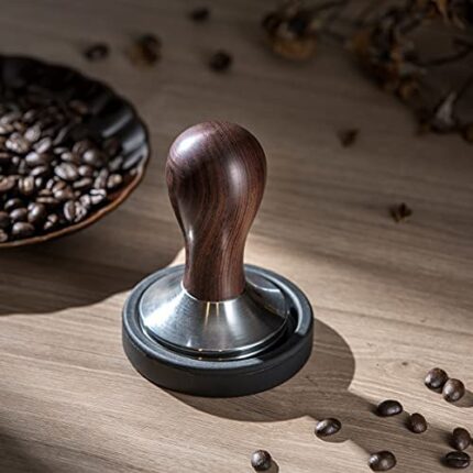 Wooden Handle Stainless Steel Espresso Press with Tamper Mat
