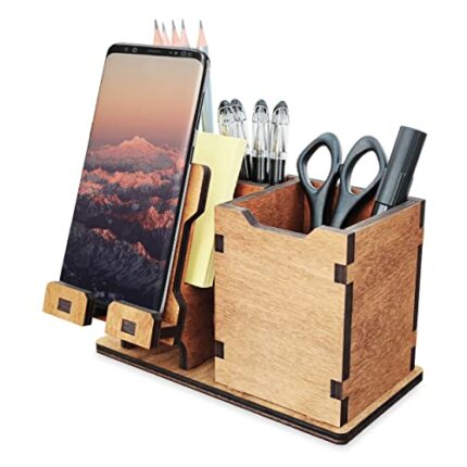 Wooden Pen Pencil Holder and Phone Stand