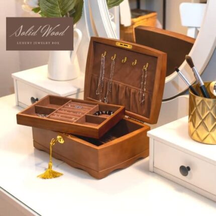 Wooden Jewelry Box with Lock & Key
