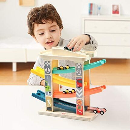 Car Ramp Vehicle Playsets with 4 Mini Cars and 1 Car Garage