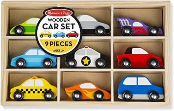 Wooden Cars Vehicle Set in Wooden Tray - Kids Ages 3+