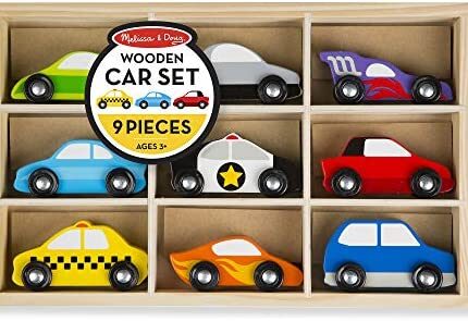 Wooden Cars Vehicle Set in Wooden Tray - Kids Ages 3+