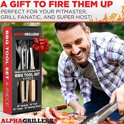Wooden BBQ Tool Set- Grilling Gifts for Men