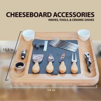 bamboo cheese board set