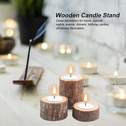rustic wooden tea light candle holders