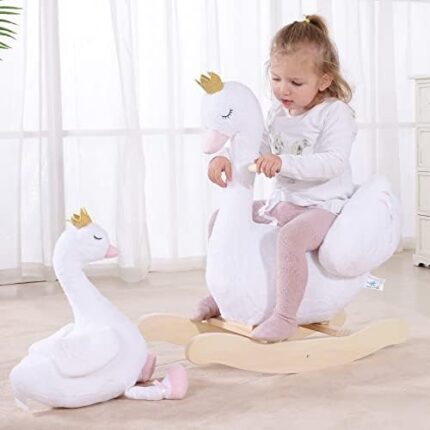 white swan rocking horse for kids