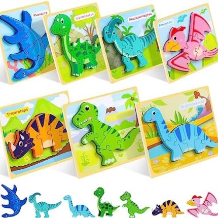 7 pack dinosaur puzzles for toddlers