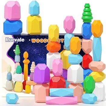 wooden stacking rocks toys