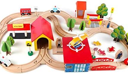 Premium Wood Train Set for Toddlers