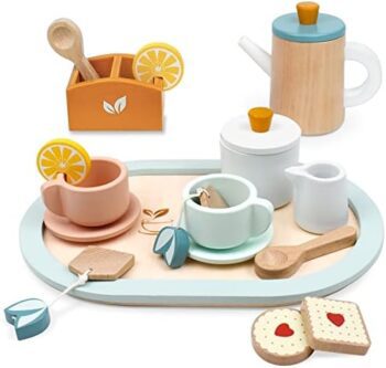 Wooden tea set for little girls