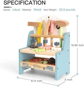 Mini Wooden Play Tool Workbench Set for Kids