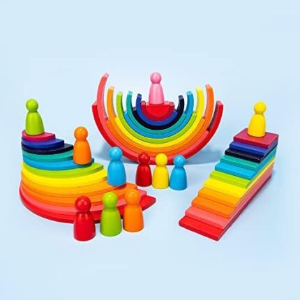 Wooden Rainbow Stacking Toy for Toddlers