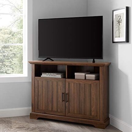 Modern Farmhouse Double Grooved Door Corner TV Stand