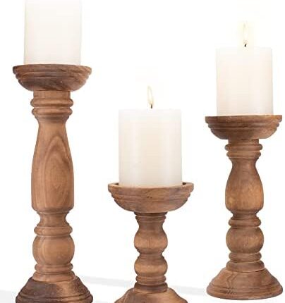 Rustic wooden candle holders