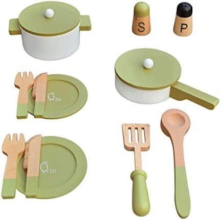 Wooden cookware play kitchen accessories