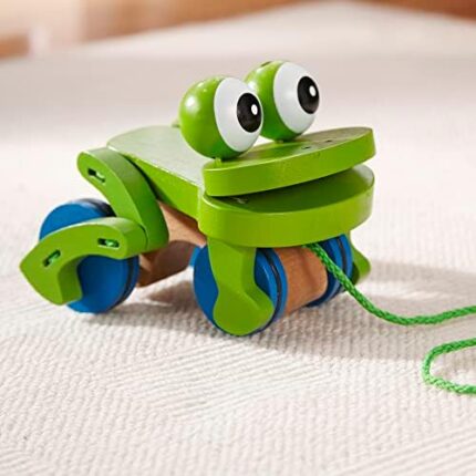 Wooden Frog Pull Toy for Toddlers