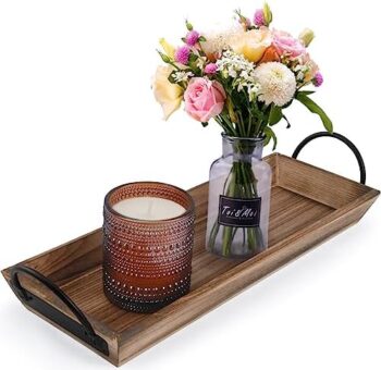 Rustic wood candle tray