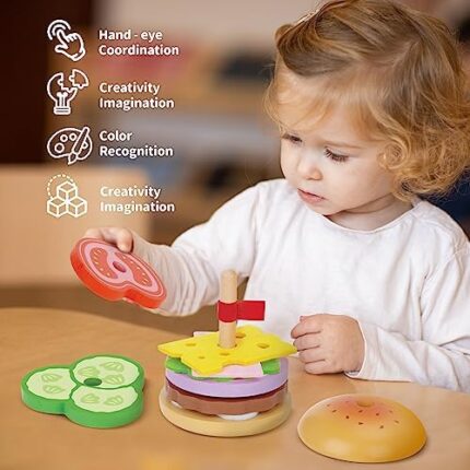 Wooden Burger Stacking Toy for Kids