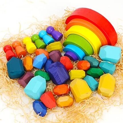 Wooden Rainbow Stacking Toys for Kids