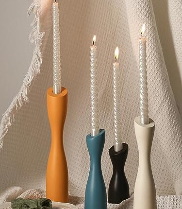 Wooden taper candle holders