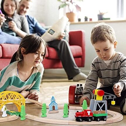 Wooden Train Set for Toddlers