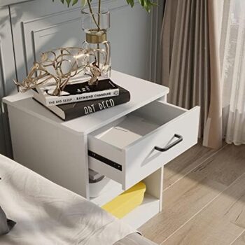 White nightstand with charging station