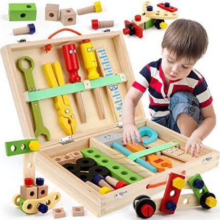 Wooden Tool Kit Toy for Kids 3 4 Year Old