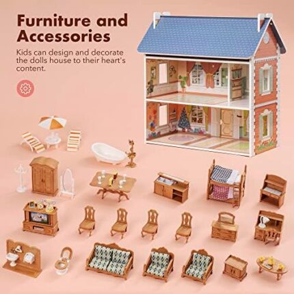 Wooden Dollhouse for Kids