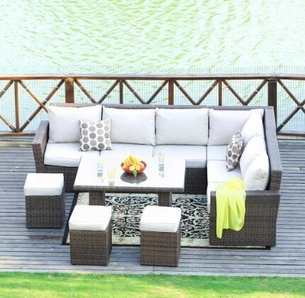 Outdoor sectional set with cushions