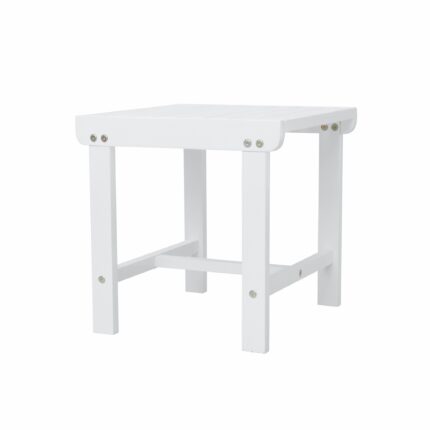 White outdoor wooden side table