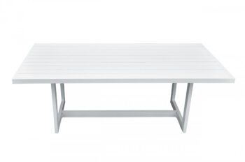 White metal outdoor dining table