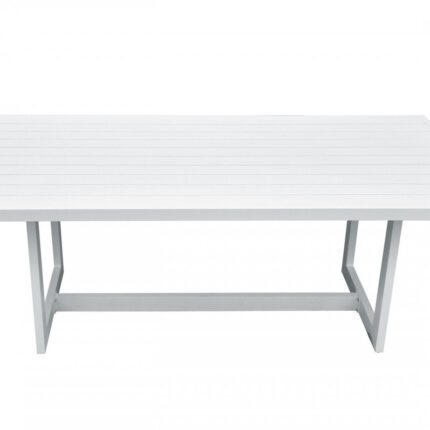 White metal outdoor dining table