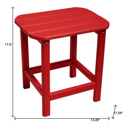 Red resin outdoor side table