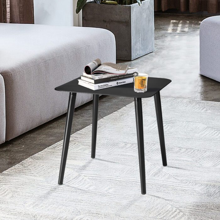 Gray square metal outdoor side table