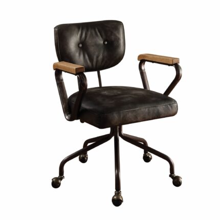 Vintage Black Top Grain Leather Office Chair