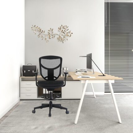 Black Fabric Swivel Drafting Chair