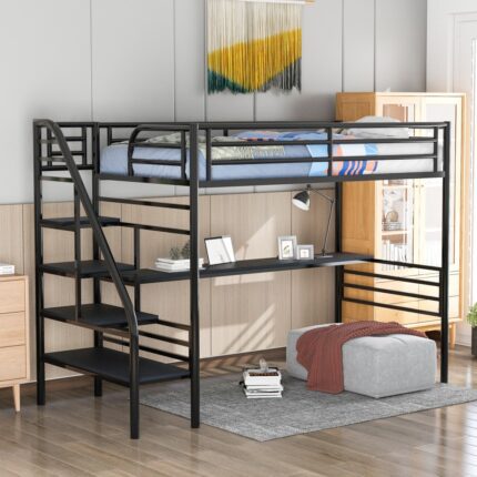 Mod Black Twin Metal Loft Bed