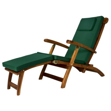 5-Position Steamer Chair with Green Cushions