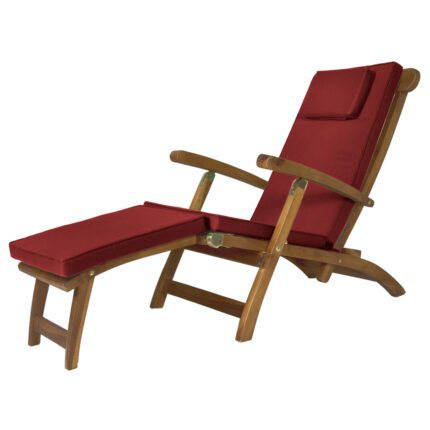 5-Position Steamer Chair with Red Cushions