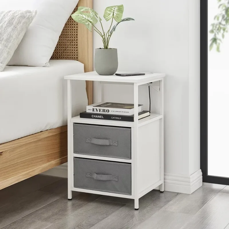 2-drawer Nightstand with USB