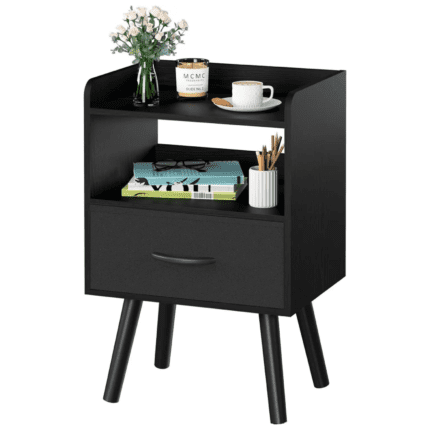 Modern Nightstand with Fabric Drawer