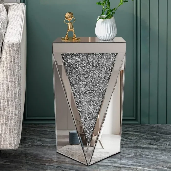 silver mirrored end table