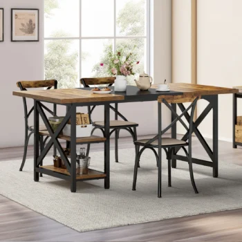 wood metal dining table