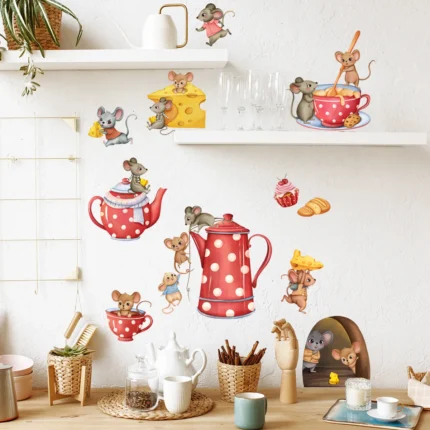 cartoon mouse teapot wall decals